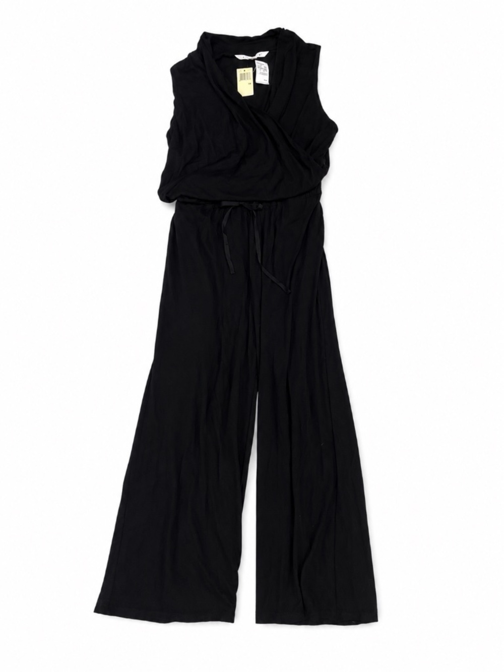 NWT Max Studio Black Sleeveless Wrap Wide Leg Jumpsuit M